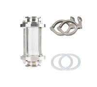 Kit de mirilla de triple abrazadera de 1,5" con 2 abrazaderas - Dioptría de flujo sanitario 304 SS for tuberías industriales - Listo for diámetro exterior de 38 mm