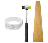 Kit de modelado de pulseras con mandril de madera, medidor de anillos y martillo de joyería