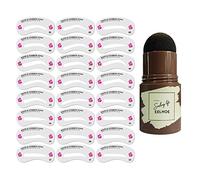 Kit de modelado de sellos en polvo para cejas con plantillas de cejas gris-negro y 24x, gris negro y 24 piezas