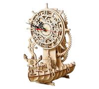Kit De Modelismo - Dimensiones 24x21x31 Cm, Fabricación De Relojes De Escritorio De Tilo Cortado Al, Escultura De Barco Pirata | Proyecto De Montaje De Artesanía Educativa