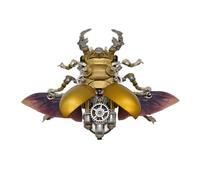 Kit de modelo 3D Steampunk de metal jirafa, ciervo, escarabajo, 400 piezas, rompecabezas mecánico de montaje de insectos con luz LED, rey cuerno plateado, decoración de escritorio coleccionable