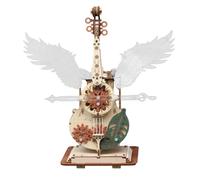 Kit de modelo de caja de música mecánica de madera 3D, 159 piezas de manualidades con alas y arpas, reproduce música de castillo en el cielo, adorno creativo de escritorio y regalo para adultos y