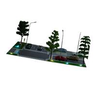 Kit de modelo de escena de carretera de ciudad a escala 1:87, dioramas, iluminación LED, modelo de estacionamiento de coche, modelo de simulación de árbol en miniatura