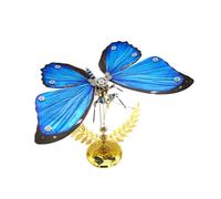 Kit de modelo de mariposa de rompecabezas de metal 3D, 100 piezas de bricolaje Steampunk mecánico azul morpho modelo de mariposa con alas ajustables, decoración de escritorio única y creativa, regalo