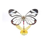 Kit de modelo de mariposa de rompecabezas de metal 3D, 100 piezas de bricolaje Steampunk mecánico Greta Oto Butterfly modelo con alas de vidrio ajustables, decoración de arte creativo único para