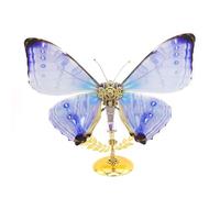 Kit de modelo de mariposa de rompecabezas de metal 3D, 150 piezas de bricolaje Steampunk mecánico Morpho Sulkowskyi modelo de mariposa con alas ajustables, escritorio único, decoración creativa de