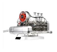 Kit de modelo de motor de vapor, escala 1/4, 290 piezas, transparente, funcional, plano, motor bóxer con efectos de sonido y LED para demostración de ciencias físicas y decoración de escritorio