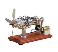 Kit De Modelo De Motor, Motor De Plato Oscilante De 16 Cilindros, Cilindro De Acero Inoxidable Y Base De Madera, Ventilador Giratorio, Para Física Y Exhibición De Experimentos Científicos,A