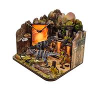Kit de modelo de rompecabezas de casa de muñecas del mundo de dinosaurios, accesorios de casa de muñecas en miniatura con luz LED, escala 1:24, decoración creativa de habitación para adolescentes y