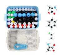 Kit de modelo molecular química 155 piezas, juego modelos a escala bola y palo relleno espacio, herramientas demostración estructura estéreo 3D for