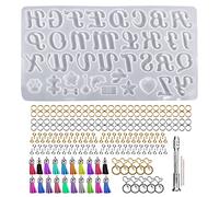 Kit de moldes de resina de silicona, molde de silicona con letras, molde de fundición de resina epoxi, juego de llaveros, suministros a granel