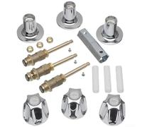 Kit de molduras de ducha para bañera con acabado cromado para casa rodante, juego de reconstrucción de 3 asas con tallos de latón y asas de metal, remodelación de baño de 25 cm (juego)