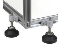 Kit de montaje almohadilla pie ajustable, conector rueda giratoria, esquina extruida fija plateada for perfiles aluminio 2020 3030 4040 4545(20m8)