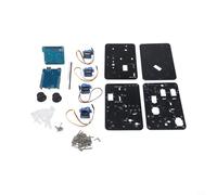 Kit de montaje de brazo robótico con carcasa acrílica para proyectos electrónicos STEM, juego de aprendizaje de soldadura DIY para práctica de control de circuitos, ingeniería creativa negra