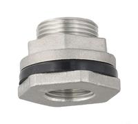 Kit de montaje de tanque de mamparo sin soldadura de acero inoxidable 304 para almacenamiento de agua de lluvia, accesorios de riego de jardín con roscas de 1/2 y 3/4 pulgadas (1/2)