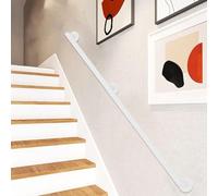 Kit de montaje en pared, barandilla de escalera para interiores y exteriores, barandilla de hierro forjado de 1 a 20 pies, color blanco industrial para escalones y pasillos, 9 pies de longitud