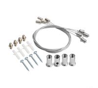 Kit de montaje en techo para calentador infrarrojo, soporte de suspensión de acero inoxidable con cable de 1 m para terraza, porche, cenador, solución robusta para colgar, tono plateado