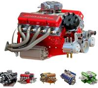 Kit de motor Cison V8 de gasolina - Kits de modelos de motor V8 de bloque pequeño OHV de gasolina, 4 tiempos, 44 cc, refrigerado por agua, escala 1/6, Kits de motor V8, Construye tu propio motor V8 de