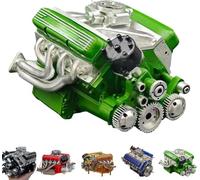 Kit de motor Cison V8 de gasolina - Kits de modelos de motor V8 de bloque pequeño OHV de gasolina, 4 tiempos, 44 cc, refrigerado por agua, escala 1/6, Kits de motor V8, Construye tu propio motor V8 de