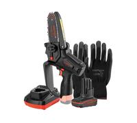 Kit de Motosierra a Batería Dnipro-M CS-12 con Batería 4Ah, Cargador Rápido FC-122 y Guantes de Trabajo Profesionales (Talla 9)