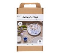 Kit de Moulage en Resina - Bandejas Redondas con Veteado - Azul/Blanco - 2 pcs