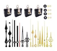 Kit de movimiento de reloj de pared silencioso DIY con 4 movimientos de engranajes de plástico y 6 manecillas de reloj de metal para proyectos de manualidades, reparación y relojes decorativos