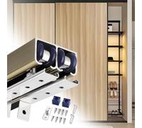 Kit de Mpara Puerta Corrediza de Bolsillo para Vestidor, Kit de Herrajes para Puerta Corrediza de Doble Riel, Riel Superior para Puerta Corrediza de 2 a 30 Pies de Largo, Rieles Deslizantes para Puert