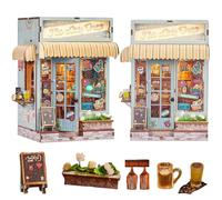 Kit de muebles de madera en miniatura para casa de muñecas, modelo artesanal de casa de muñecas hecho a mano con LED, idea creativa de habitación para regalo de cumpleaños (SL36)