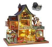 Kit de muebles en miniatura de madera 3D para casa de muñecas, obra de arte hecha a mano, modelo de construcción de loft de selva, regalo de cumpleaños, dúplex estilo pastoral, villa literaria