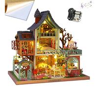 Kit de muebles en miniatura de madera 3D para casa de muñecas, obra de arte hecha a mano, modelo de construcción de loft de selva, regalo de cumpleaños, dúplex estilo pastoral, villa literaria