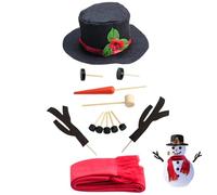 Kit de muñeco de Nieve, Kit para Construir un muñeco de Nieve, Manualidades navideñas para niños, Incluye Sombreros de Copa Negros, Bufanda, Botones de Costura, Brazos de Nariz de Zanahoria, Mini Fab