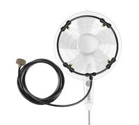 Kit de nebulizador de ventilador de refrigeración al aire libre con tubo nebulizador de 3 m y 5 boquillas de latón con válvula de control de agua (ventilador no incluido)
