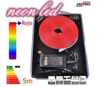 Jandei - Kit Neon Led Flexible 5m, Decorativo 12VDC 6 x 12mm, Corte 2,5cm, 112 Led/m SMD2835, Incluye Transformador y 1m Cable (Rojo)
