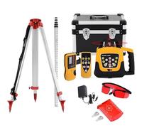 Kit de Nivel Láser Rotativo 360° Autonivelante con Receptor y Soporte para Detector, Nivel Láser Exterior para Alineación Precisa en Construcción (Livellolaserrossocontreppiede)