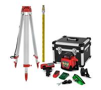 Kit de nivel láser rotativo autonivelante de 500 m con trípode, mira y control remoto. Herramienta de construcción de precisión para uso en interiores y exteriores. Resistente (IP54). Incluye gafas