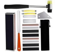 Kit de nivelación de trastes, herramientas profesionales de Luthier con martillo de traste, lima, balancín, viga niveladora, protectores de diapasón, esparcidores de cuerdas, papeles de lija para ..