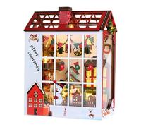 Kit de Nook de Libro en Miniatura - Inserto de Estante Festivo, artesanía Detallada | Kit de Las aldeas de Vacaciones, cabaña en Miniatura iluminada, árboles Cubiertos de Nieve, decoración de Navidad