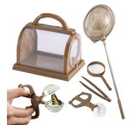 Kit de observación de gusanos - 19 x 15 x 19 cm, gran hábitat de patio trasero, jaula transparente para animales, casa de insectos portátil, caja educativa de descubrimiento académico para niños y