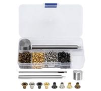 Kit de ojales de 2 mm con herramienta, 800 ojales de 4 colores, kit de ojales de metal de cobre chapado de 2 mm, cordones, cinturones, hebillas de ojo con caja de almacenamiento de plástico
