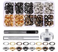 Kit de ojales de 6 mm, juego de 200 ojales con 3 piezas de herramientas de instalación y caja para zapatos, ropa, bolsa de manualidades