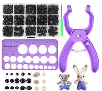 Kit de Ojos de Seguridad para Amigurumi, 566 Unidades de Ojos y Nariz de Plástico con Arandelas,Herramienta de Instalación y Herramienta de moldeado de 10-30 mm, para Ganchillo, Crochet y Manualidades