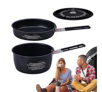 Kit de ollas de camping-olla antiadherente de 10 piezas y sartén con | Construcción de acero inoxidable resistente - Solución de cocción completa para camping familiar y giros de p