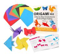 Kit de origami para ni os, 120 hojas de papel de origami con libro de instrucciones, 15 x 15 cm, papel plegable de una sola cara, f cil de usar,