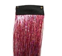 Kit de oropel brillante de 45-50 cm, extensiones de cabello con destellos brillantes, accesorios for trenzas con brillo colorido (rojo)(Deep Pink)