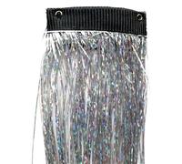 Kit de oropel brillante de 45-50 cm, extensiones de cabello con destellos brillantes, accesorios for trenzas con brillo colorido (rojo)(Silver)