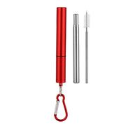Kit de paja reutilizable portátil de tres secciones de acero inoxidable retráctil(#2)