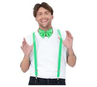 Kit De Pajarita Y Tirantes Verde Día De San Patricio Disfraz Irlandés