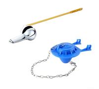 Kit de palanca de inodoro de ABS galvanizado y aleta de PVC para reemplazo directo de componentes desgastados en tanques de inodoro estándar de alimentación por gravedad (azul)