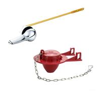 Kit de palanca de inodoro de ABS galvanizado y aleta de PVC para reemplazo directo de componentes desgastados en tanques de inodoro estándar de alimentación por gravedad (rojo)