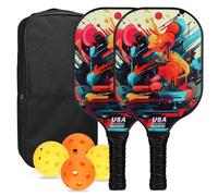 Kit de palas de pickleball: 2 raquetas de fibra de vidrio duraderas, 4 pelotas y estuche